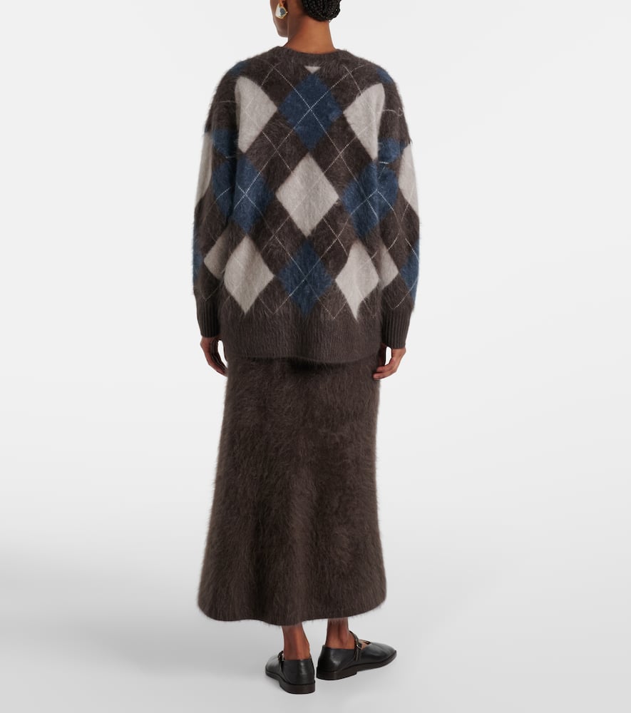 Lisa Yang Elaria Argyle Cashmere Cardigan In Brown