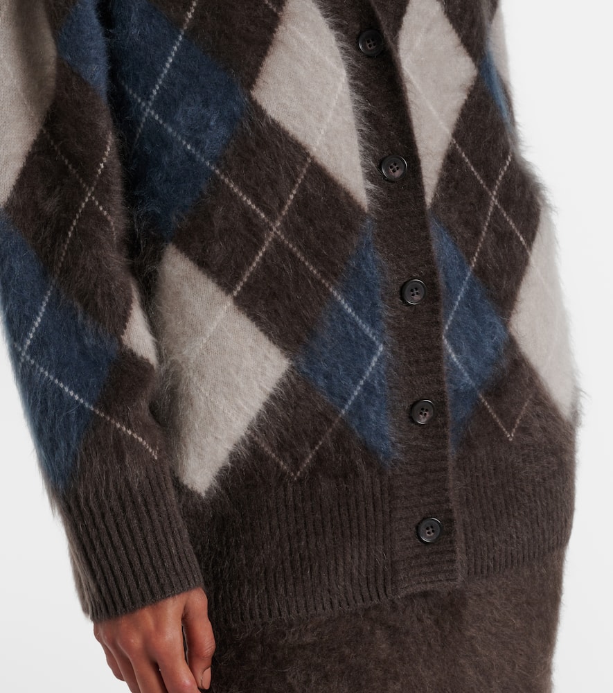 Lisa Yang Elaria Argyle Cashmere Cardigan In Brown