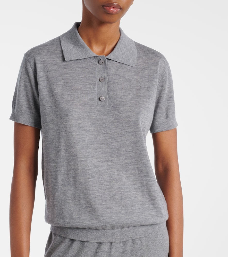 Lisa Yang Nai Knitted Cashmere Polo Shirt In Gray