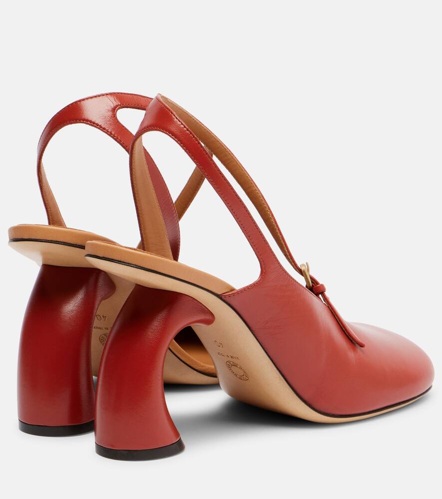 Dries Van Noten Arched Heel Asymmetric Square Toe Pump In Brown