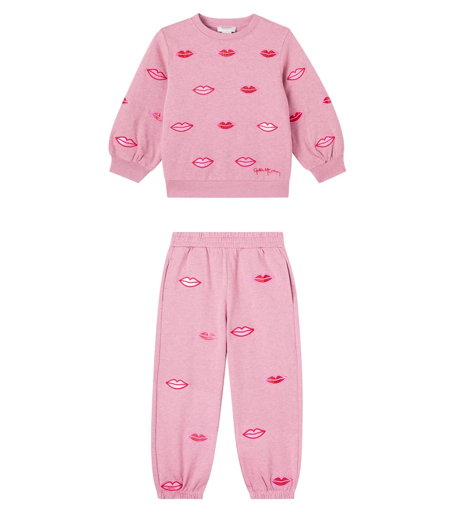 Stella Mccartney Kids' Cotton Jersey Sweatshirt And Sweatpants Set In Pink