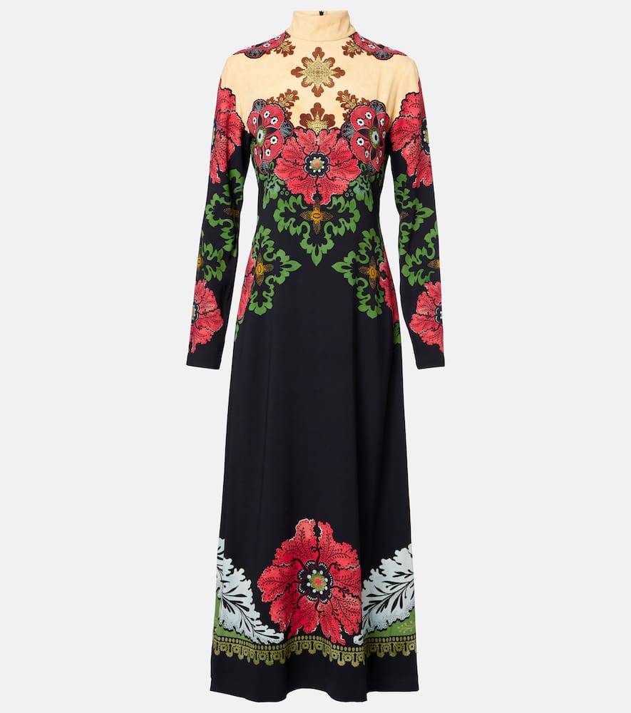 La Doublej Halle Printed Satin Maxi Dress In Black