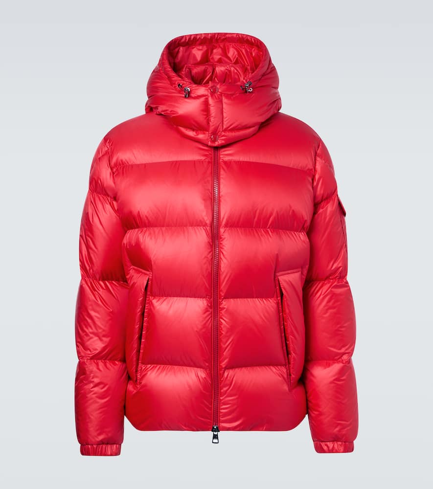 Moncler Quilted Down Jacket With Detachable Hood In Red