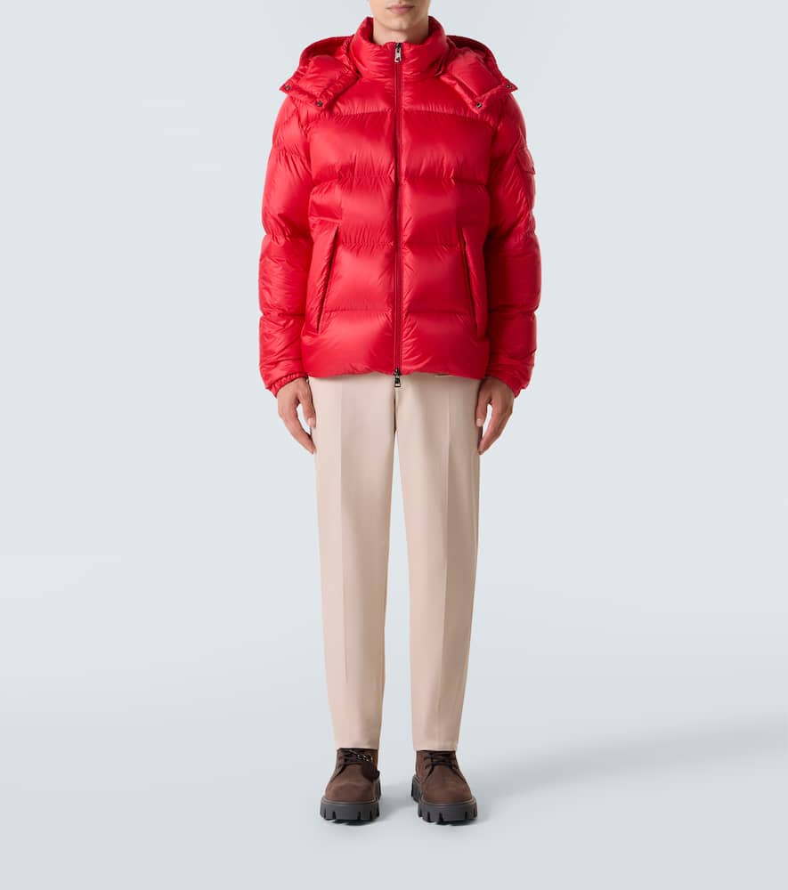 Moncler Quilted Down Jacket With Detachable Hood In Red