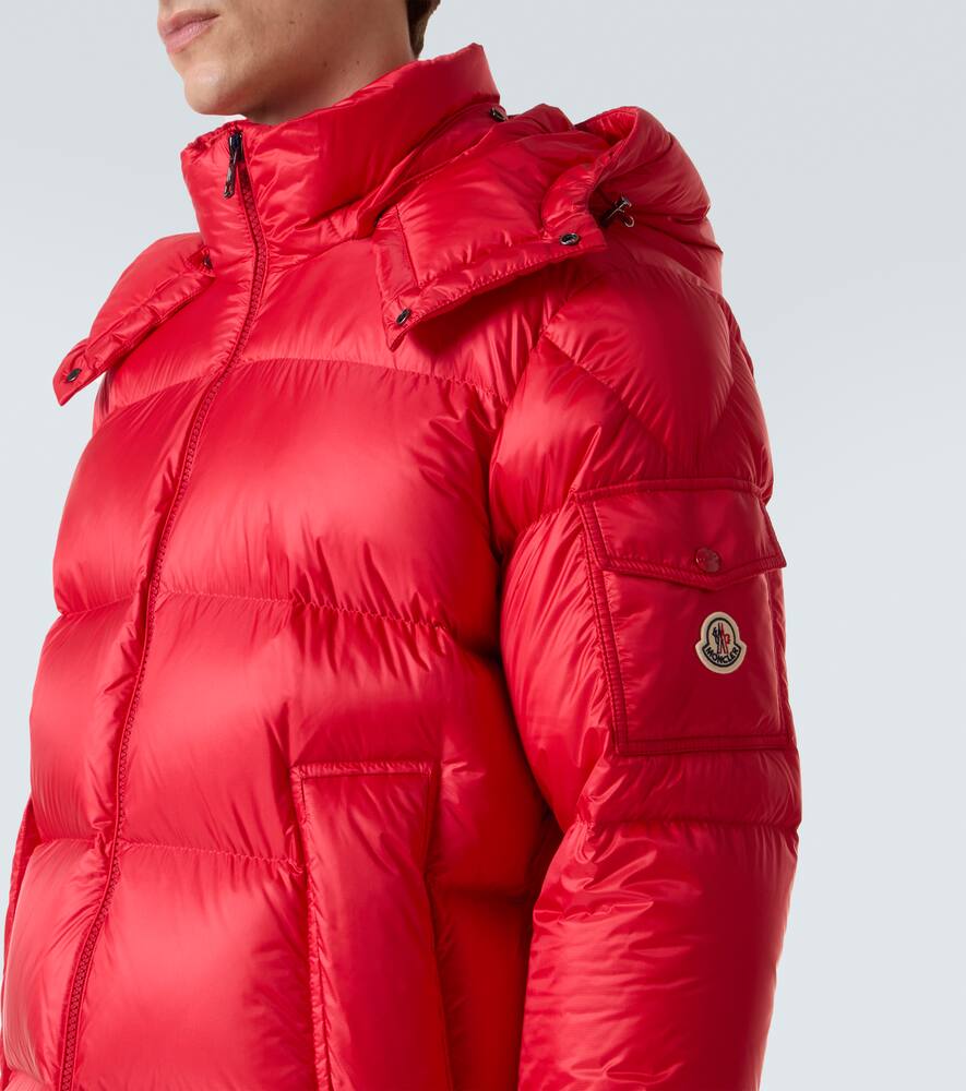Moncler Quilted Down Jacket With Detachable Hood In Red