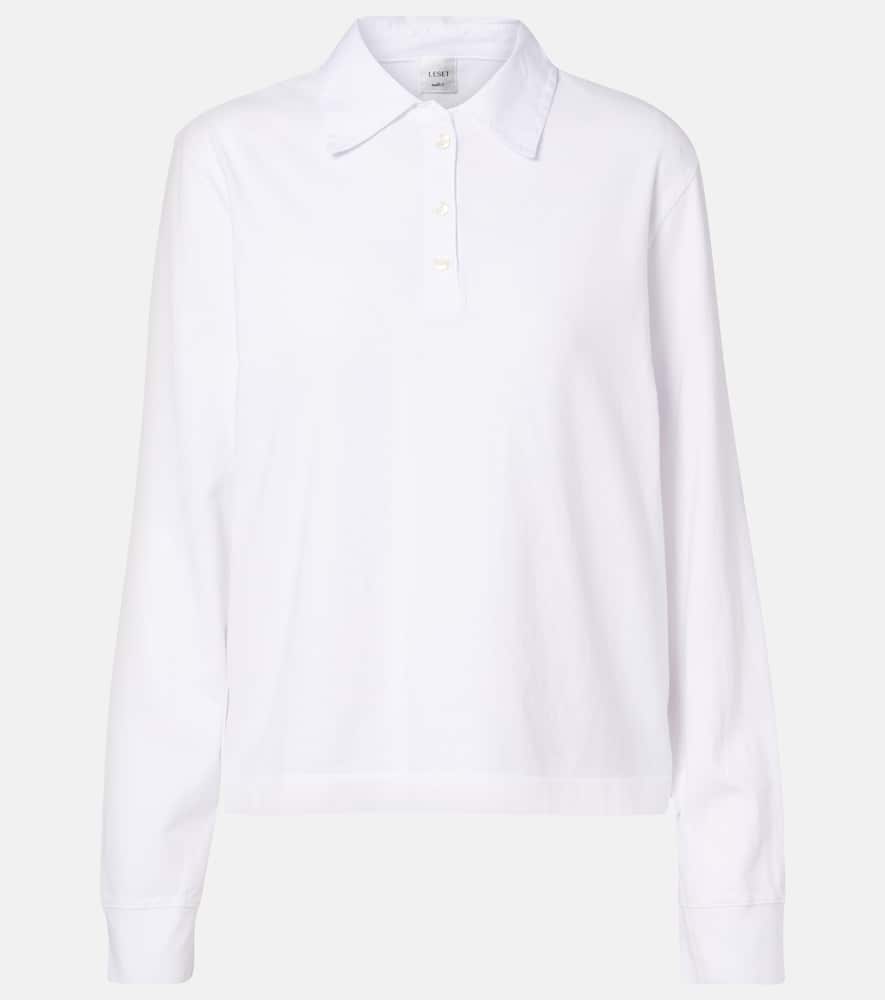 Leset Margo Cotton Jersey Polo Sweater In White