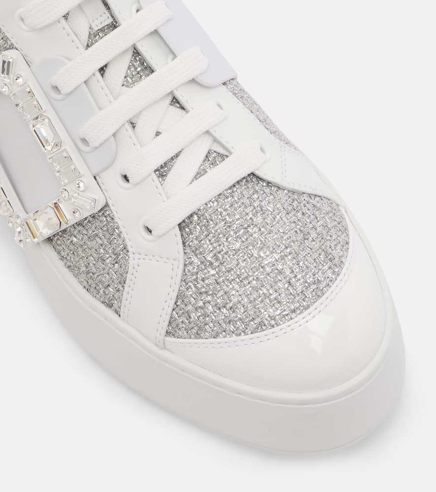 Roger Vivier Viv' Skate Embellished Sneakers In Silver