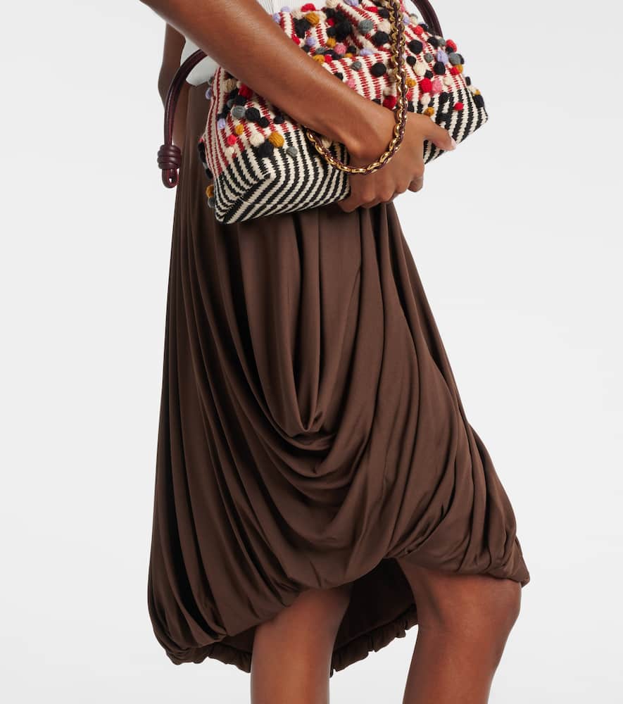 Loewe Draped Viscose Skirt In Brown