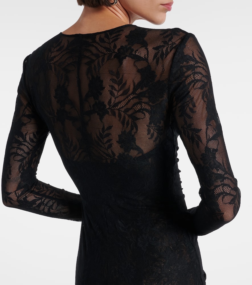 Norma Kamali Long Sleeve V Neck Shirred Front Fishtail Gown In Black