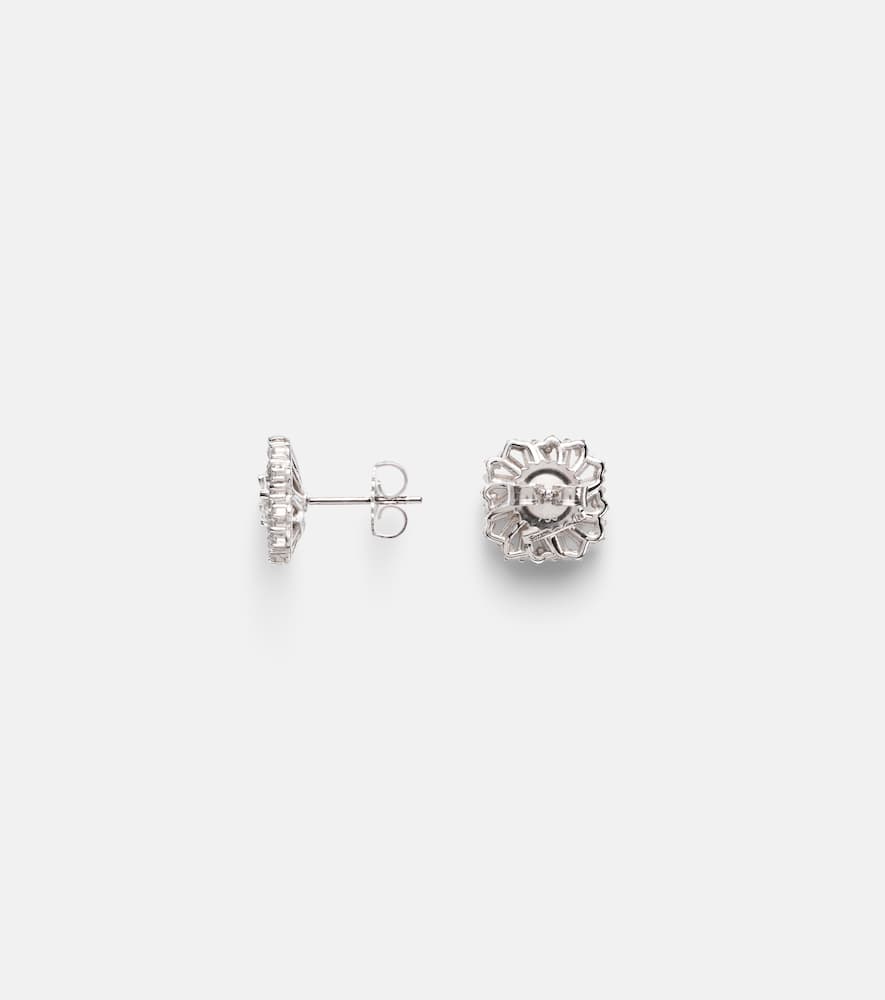 Suzanne Kalan Princess Burst 18kt White Gold Stud Earrings With Diamonds In Metallic