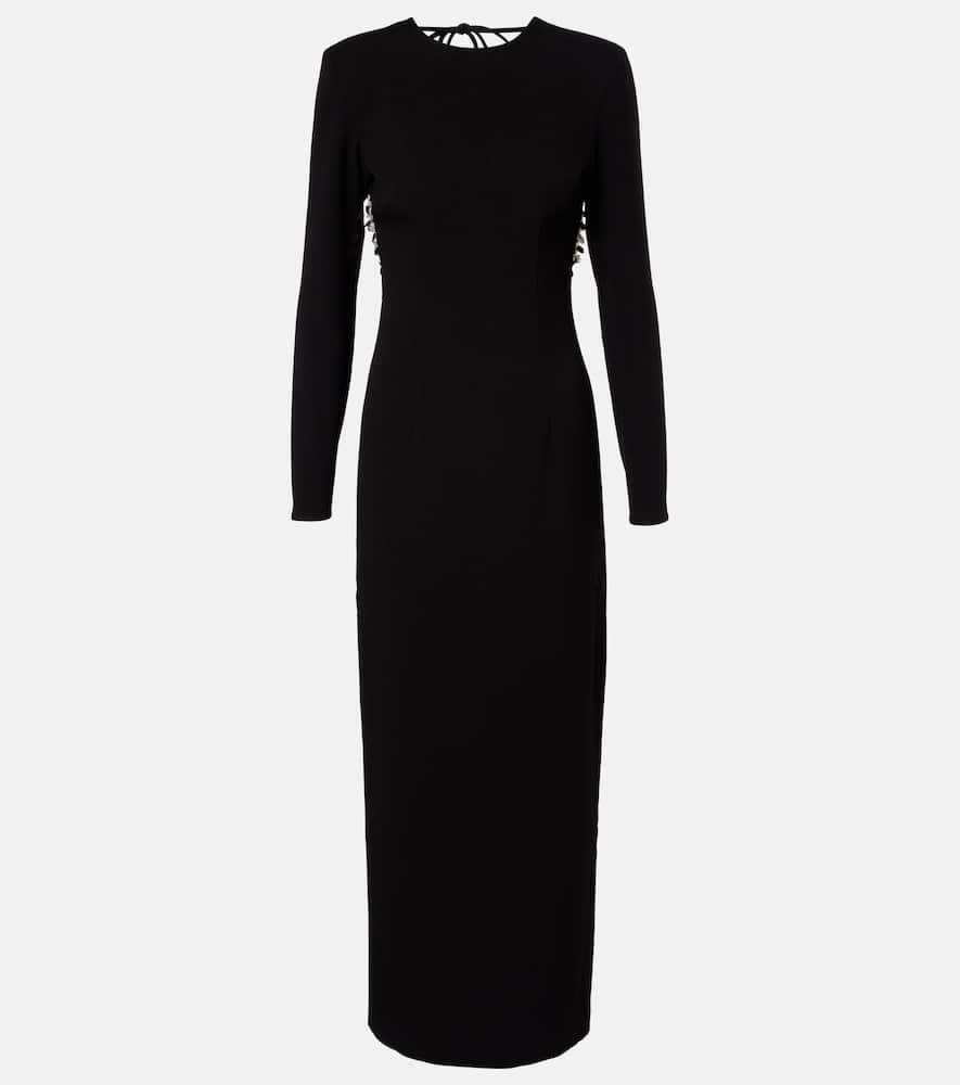 Rotate Birger Christensen Sequined Open-back Crêpe Maxi Dress In Black