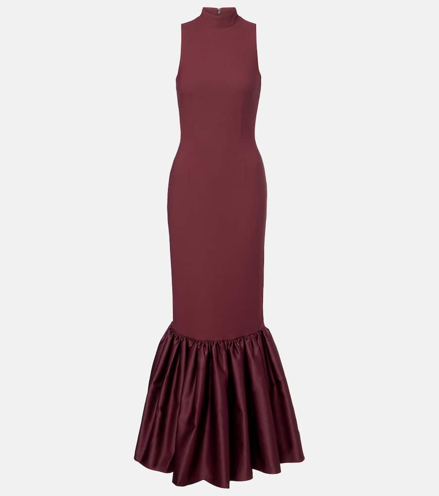 Rotate Birger Christensen Gathered Maxi Dress In Burgundy