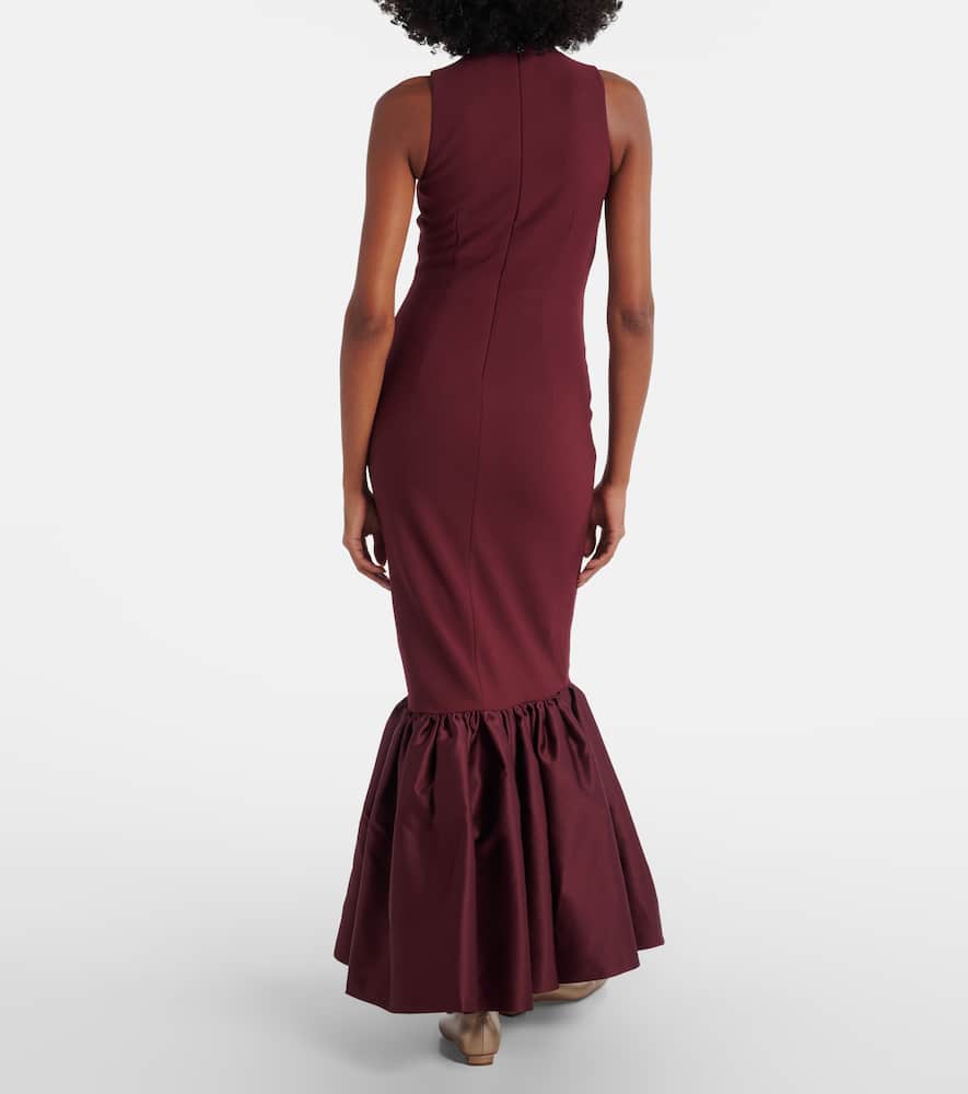 Rotate Birger Christensen Gathered Maxi Dress In Burgundy