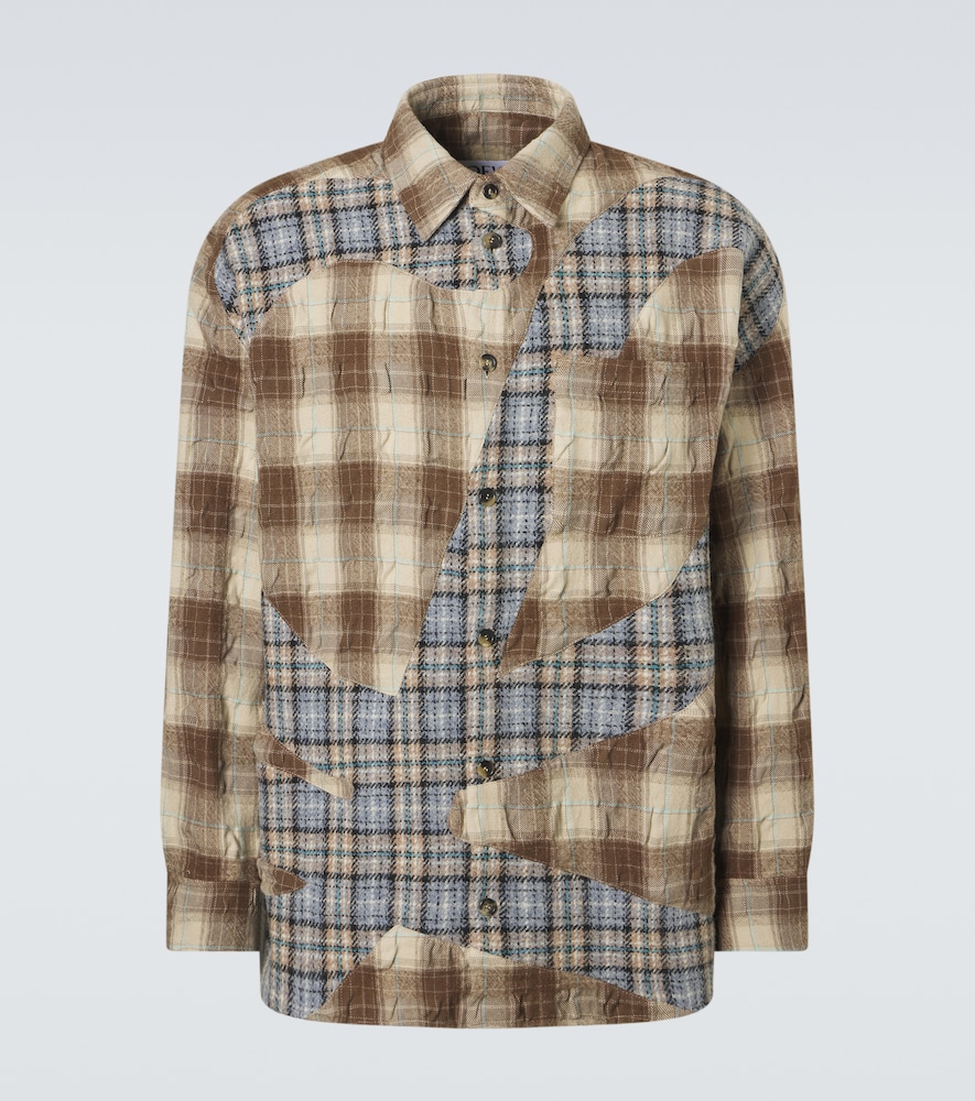 Loewe Logo plaid wool and cotton flannel shirt