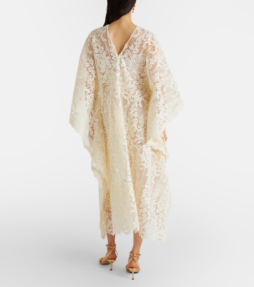Oscar De La Renta Guipure Lace Kaftan In White
