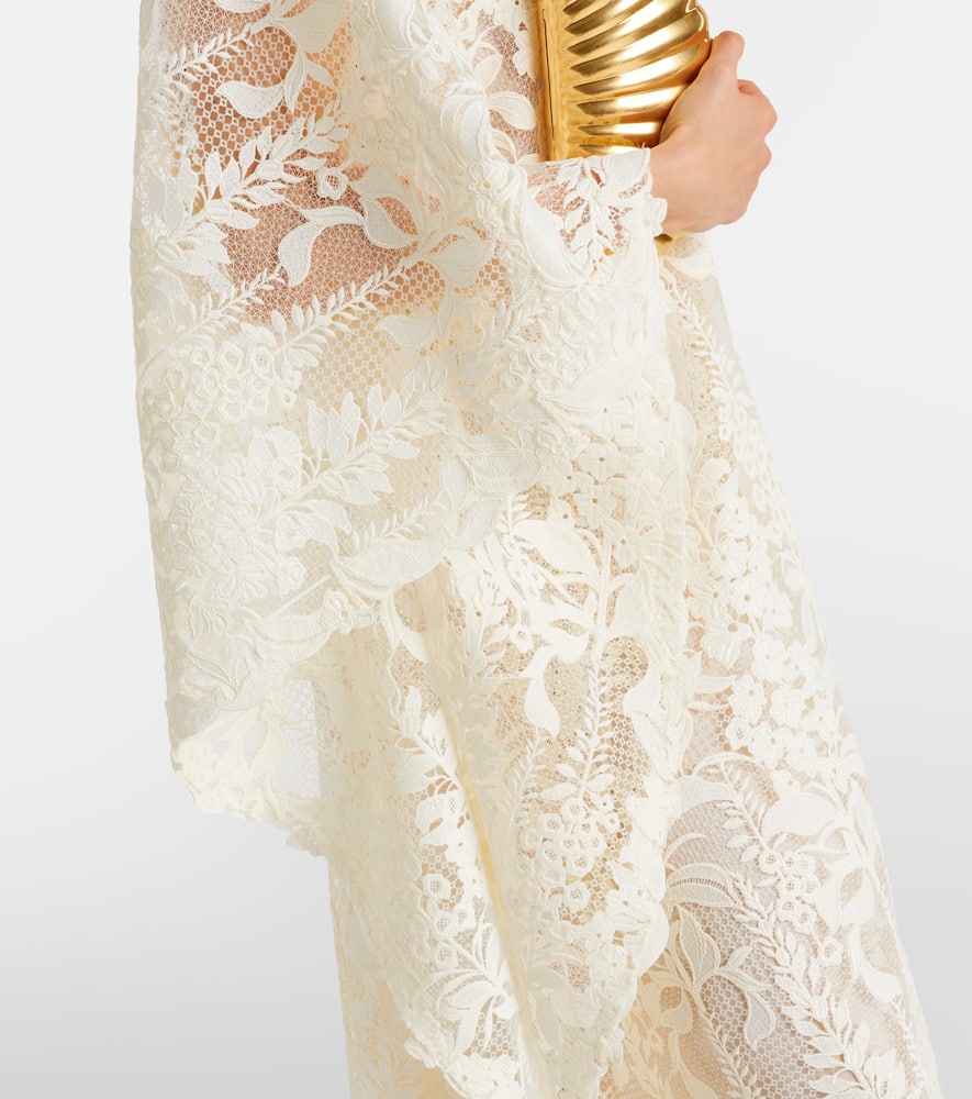 Oscar De La Renta Guipure Lace Kaftan In White