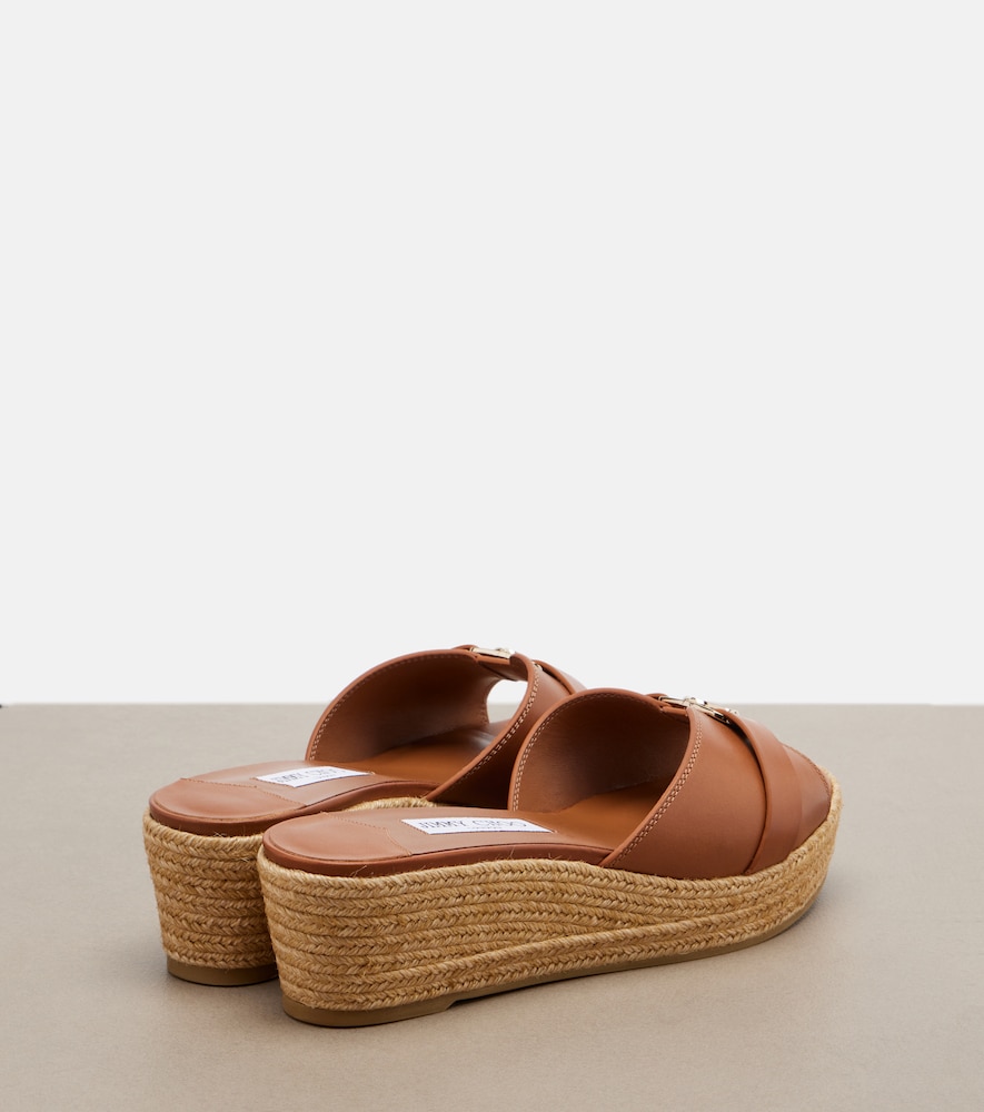  Jimmy Choo Jimmy Choo Leda Leather Espadrille Wedges 