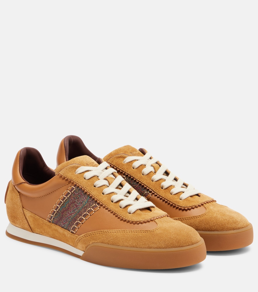 ETRO Etro Pegaso suede-trimmed leather sneakers　Etro Pegaso スエードトリム レザー スニーカー