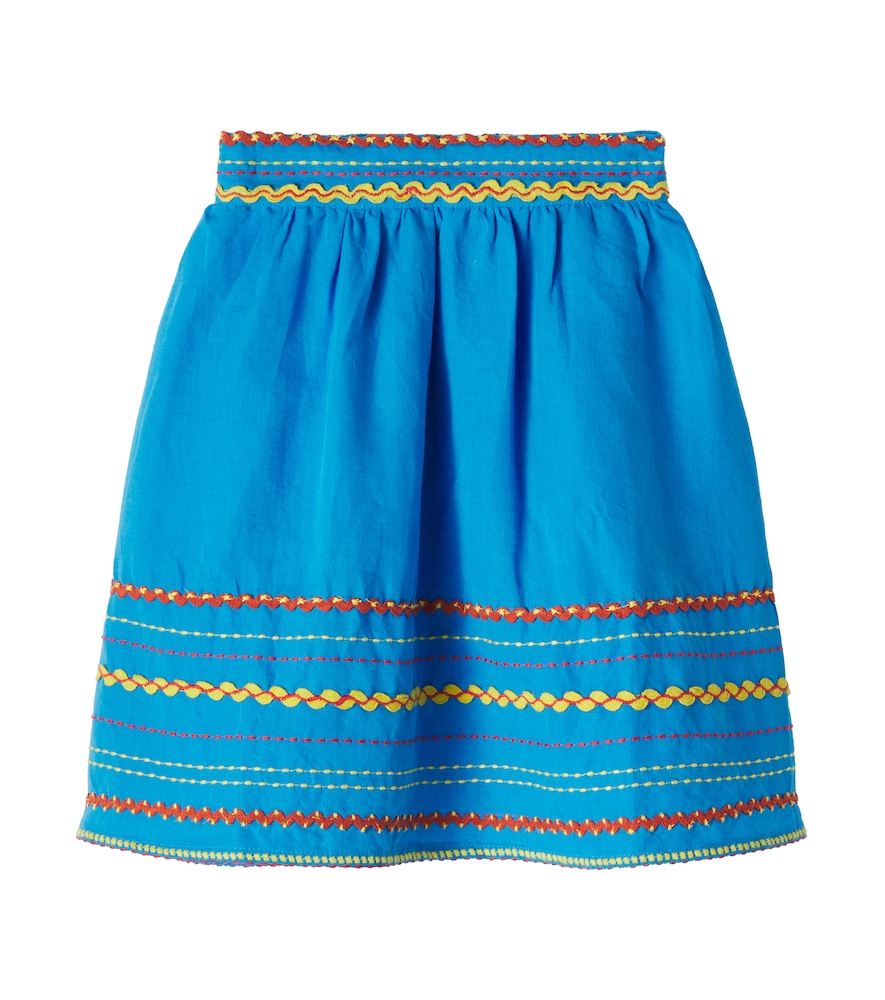 Stella Mccartney Kids Blue Embroidered Linen And Cotton Skirt Y Size 8 - Mytheresa