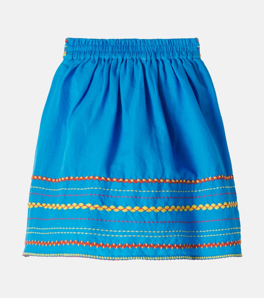  Stella Mccartney Kids Stella Mccartney Kids Embroidered Linen And Cotton Skirt 