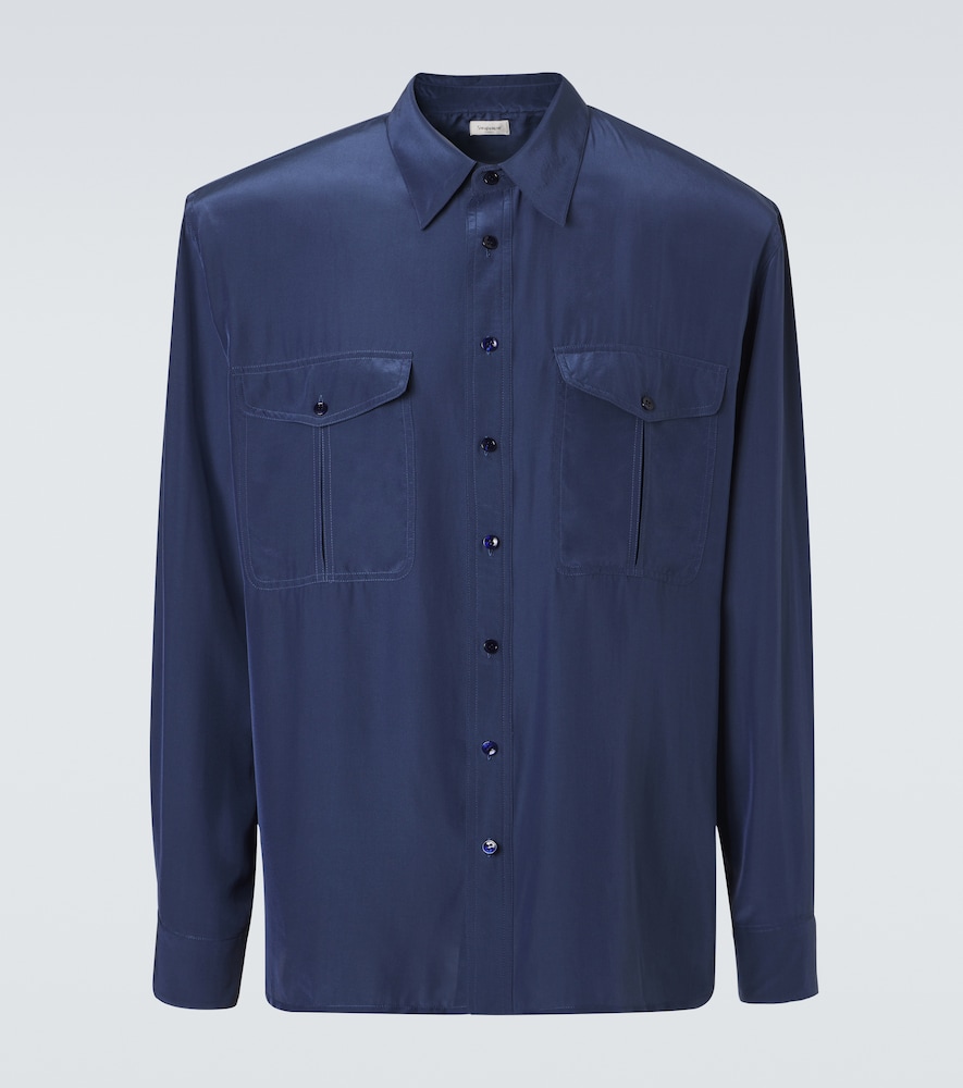 Saint Laurent Cassandre Striped Silk Shirt | Smart Closet