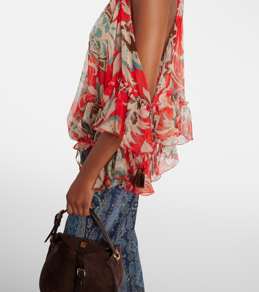  Etro Etro Printed Ruffled Silk Top 