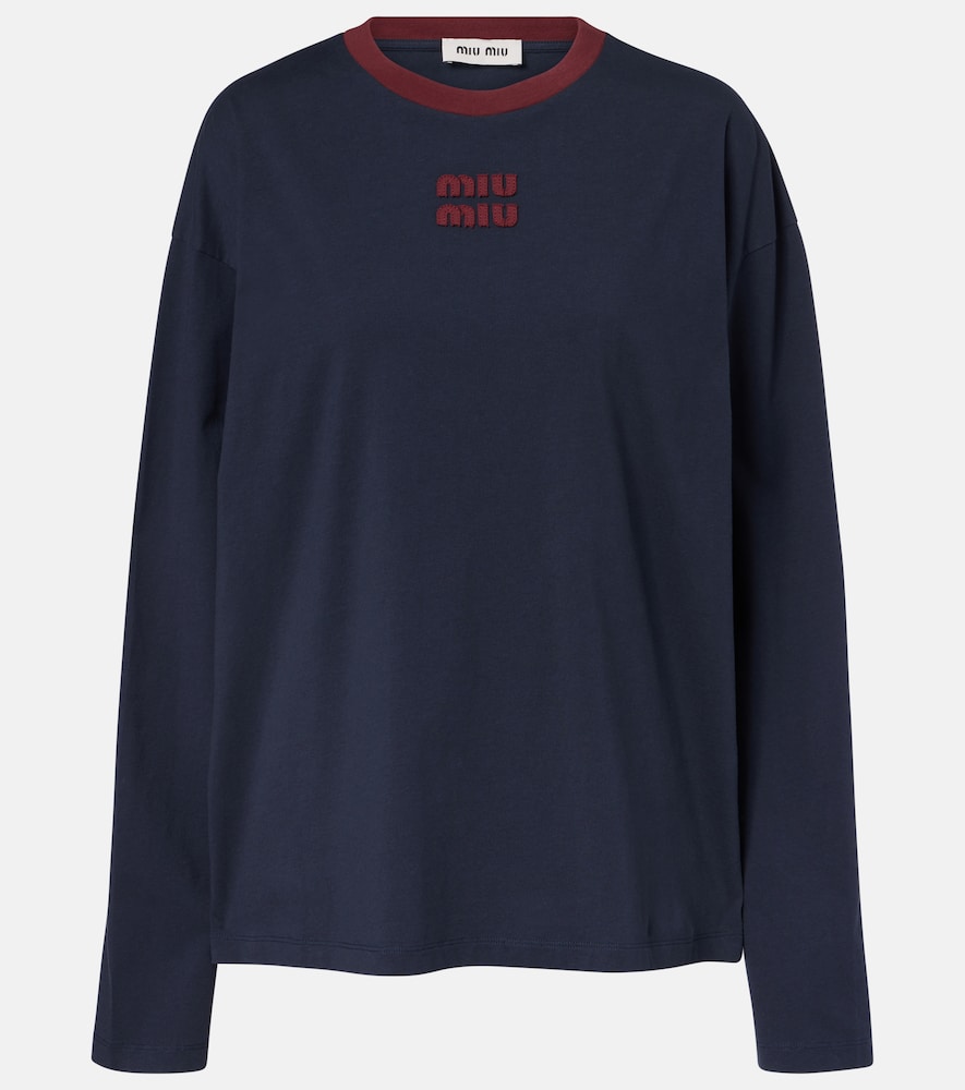 Miu Miu Logo cotton jersey T-shirt | Thumbnail 6 Miu Miu Logo cotton jersey T-shirt | Thumbnail 6