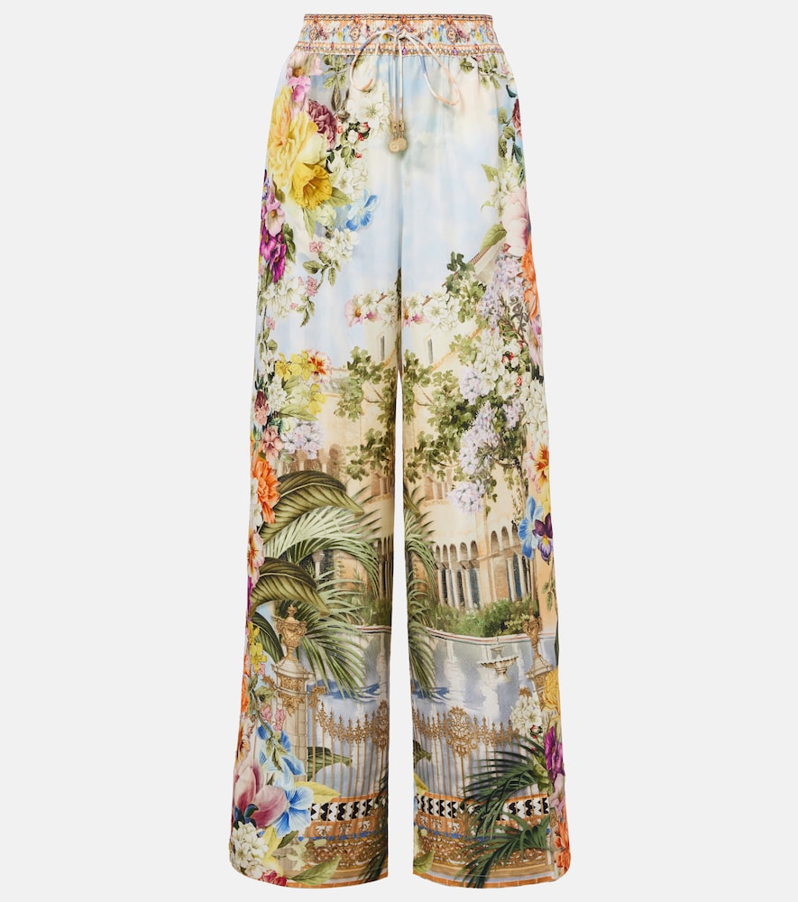 Camilla Printed Silk Wide Leg Pants