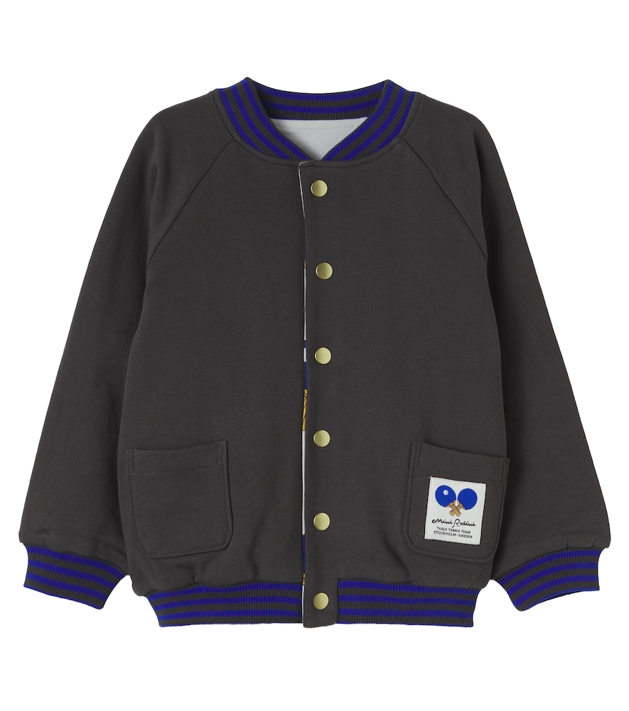 Mini Rodini Kids' Table Tennis Team Cotton Jersey Cardigan In Gray