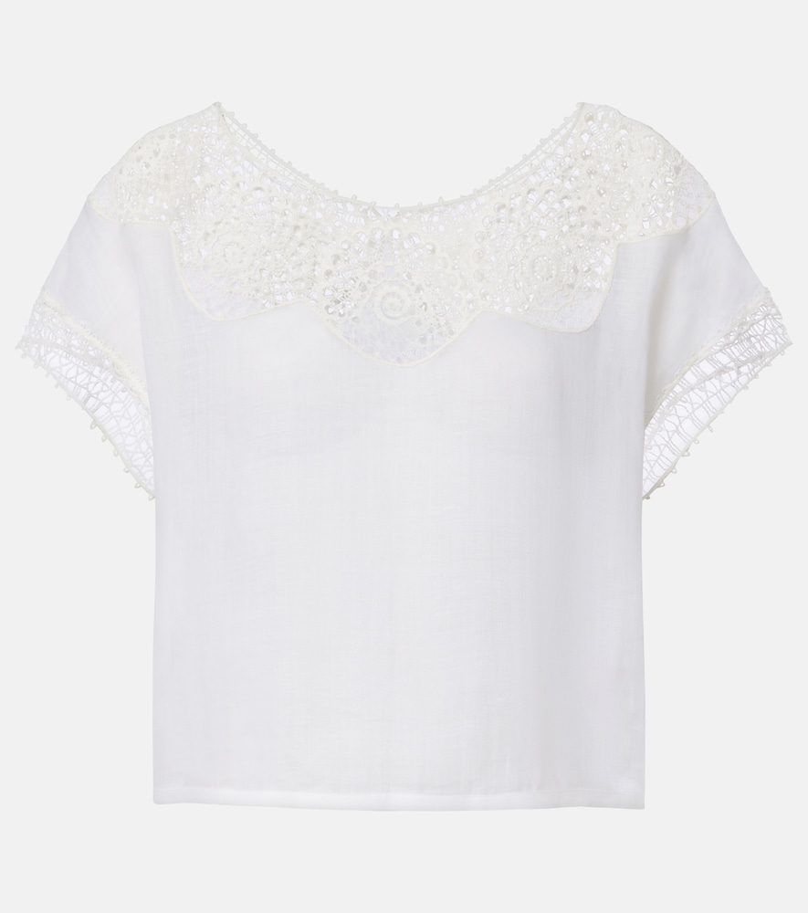 Nili Lotan Caila crochet-trimmed ramie top