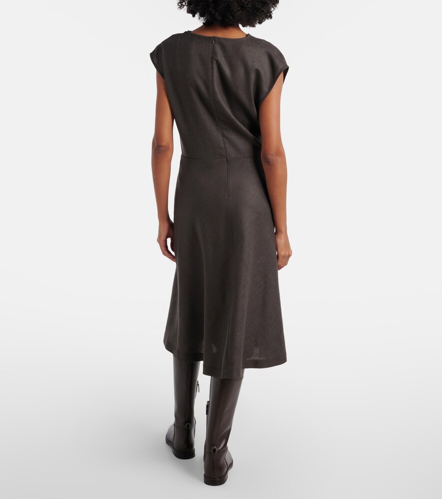  Brunello Cucinelli Brunello Cucinelli Draped Wool-blend Midi Dress 