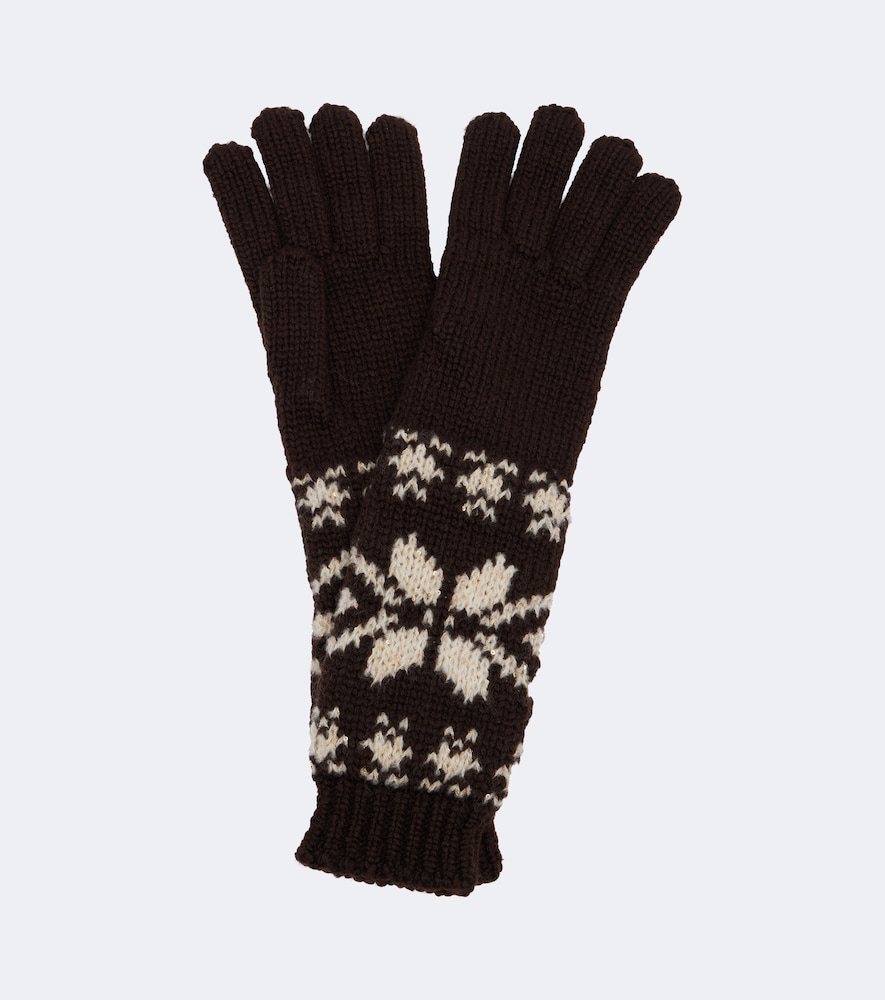 MONCLER Moncler Fair Isle sequined wool-blend gloves