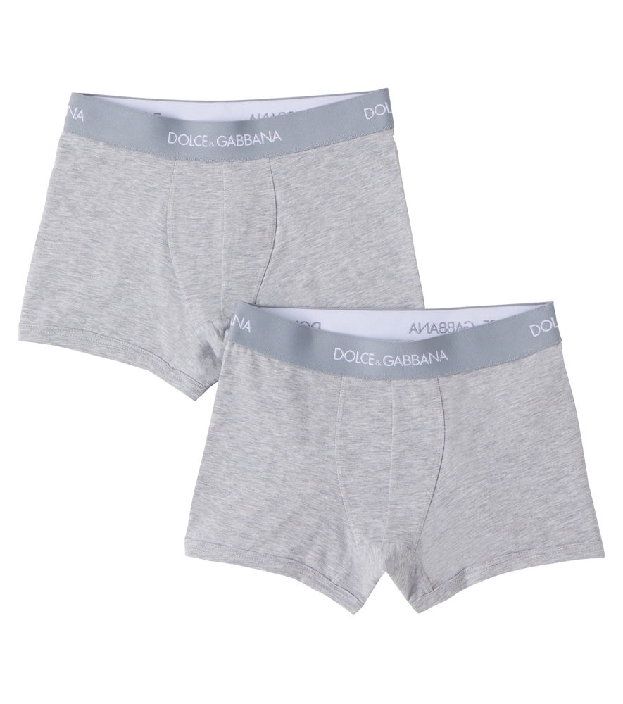 Dolce & Gabbana Set Of 2 Cotton-blend Jersey Boxer Briefs In Gray
