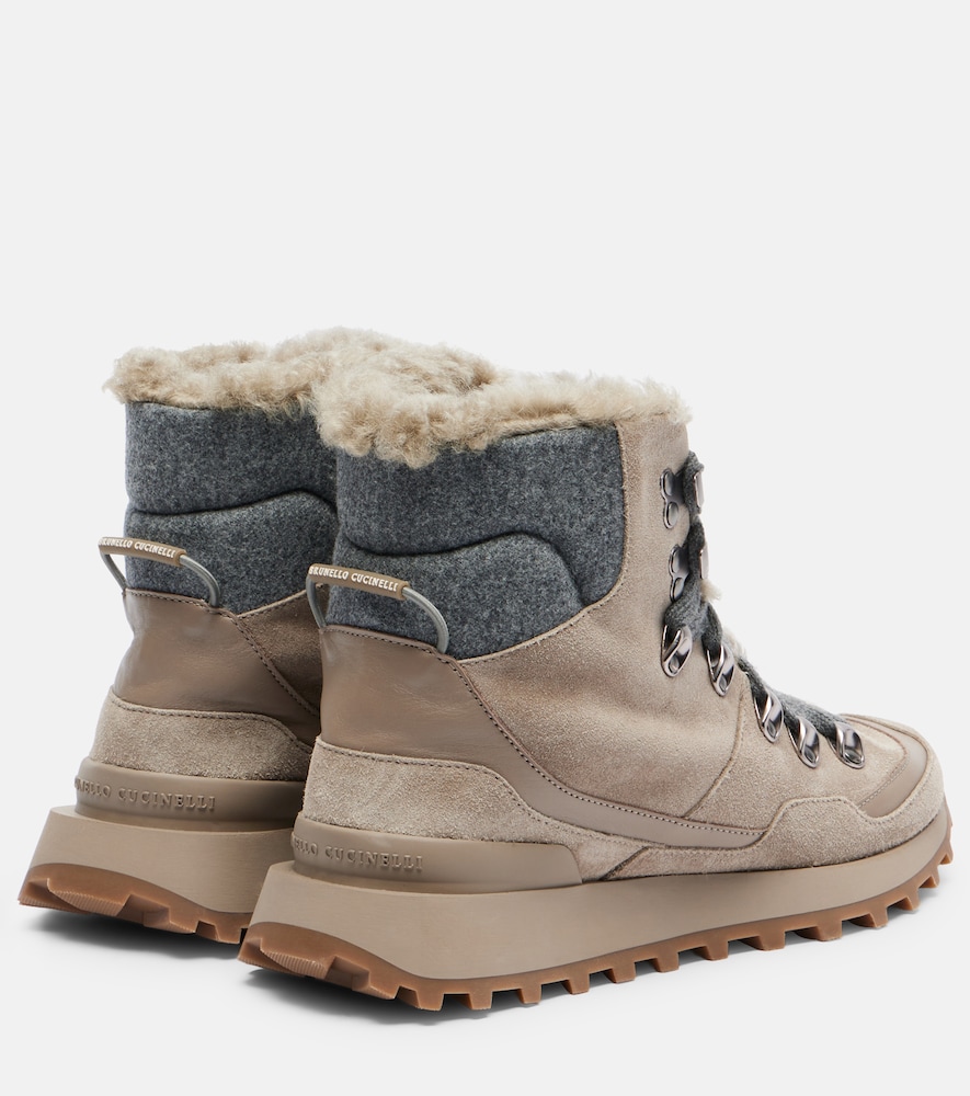 Monili Shearling-Trimmed Ankle Boots
