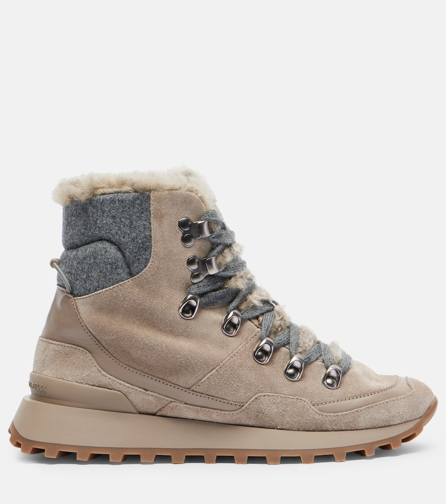 Monili Shearling-Trimmed Ankle Boots