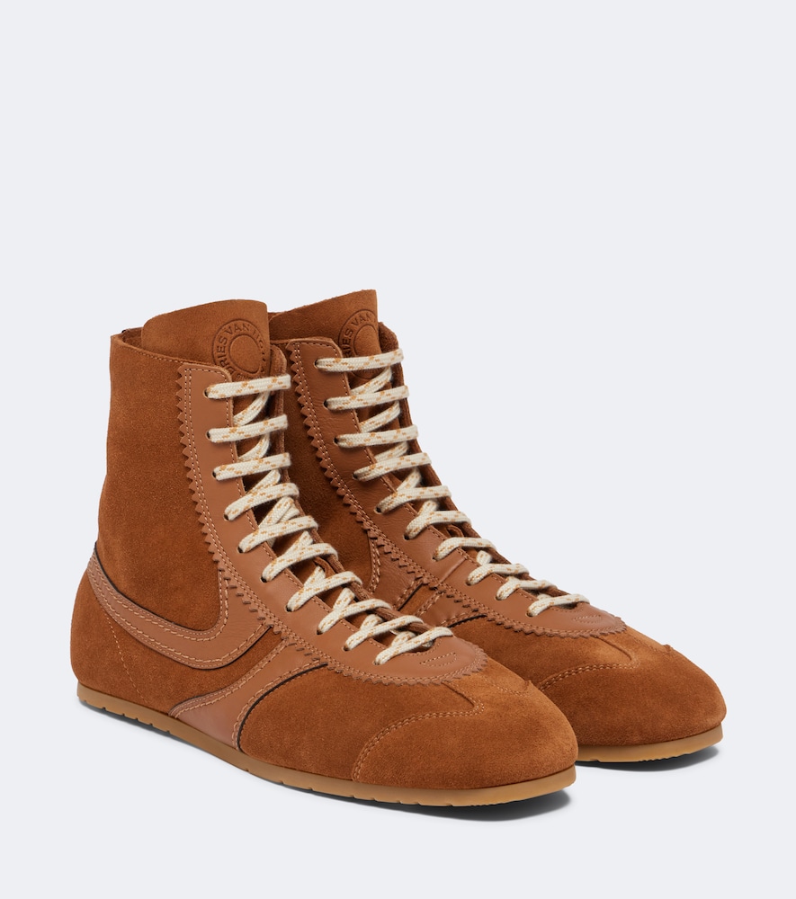 High-Top Sneakers aus Veloursleder mit Leder