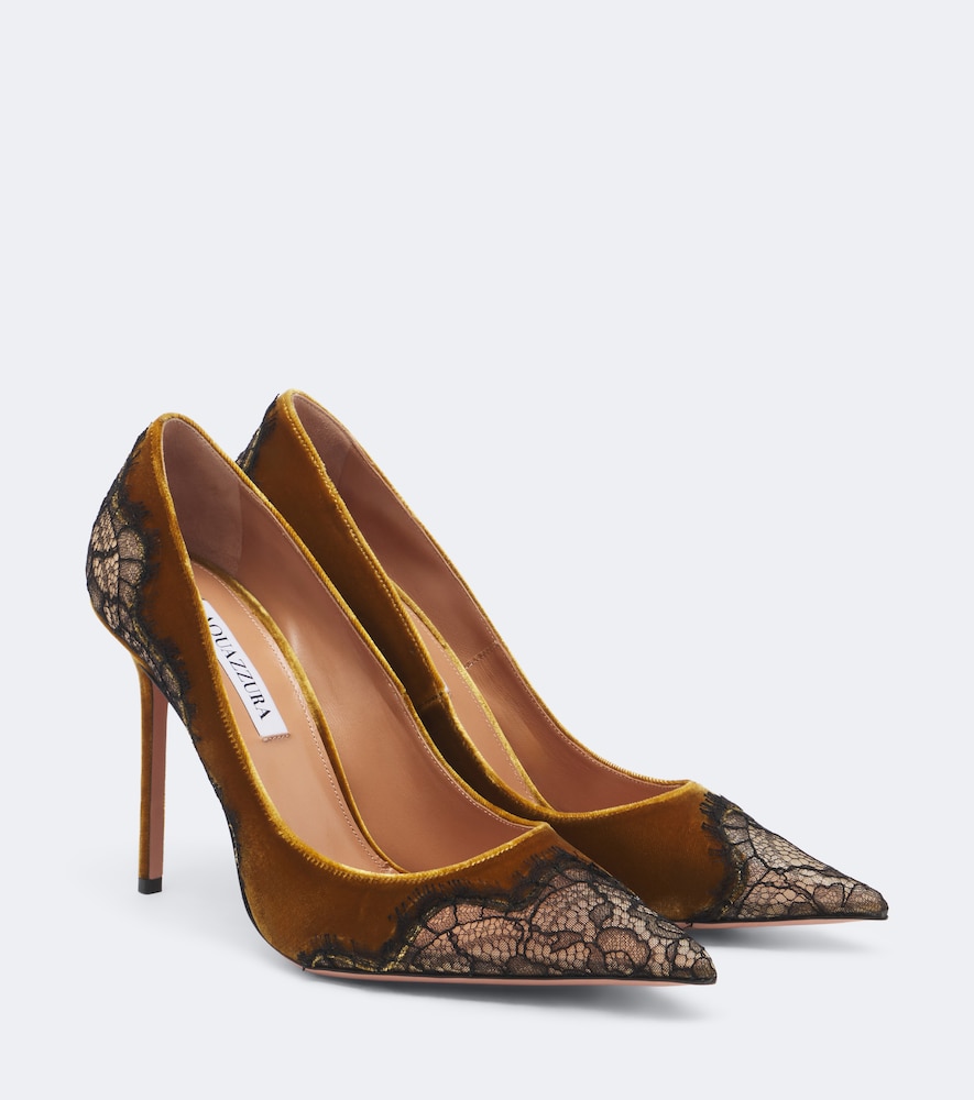Meadow Lace-Trimmed Velvet Pumps