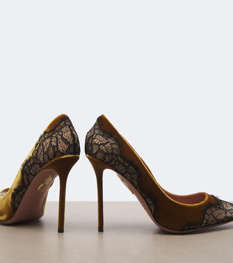Meadow Lace-Trimmed Velvet Pumps