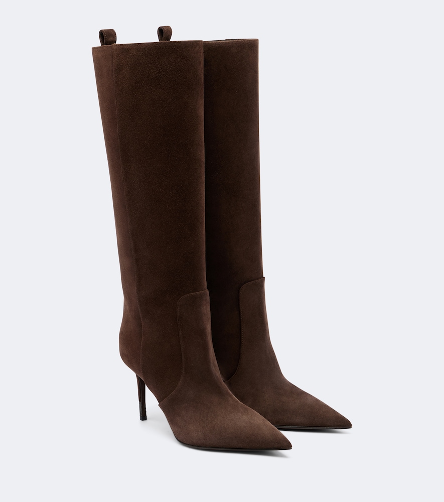 Brunello Cucinelli Monili Beadsuede Knee-high Boots In Black