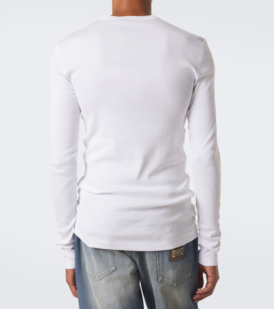 Dolce&Gabbana Logo Ribbed-Knit Cotton Henley Shirt