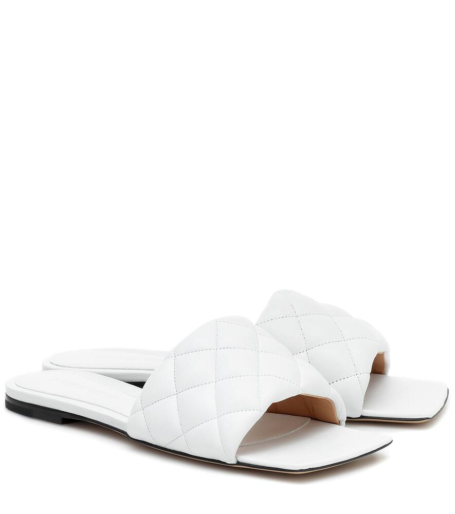 Bottega Veneta 10mm Padded Leather Slide Flats In White