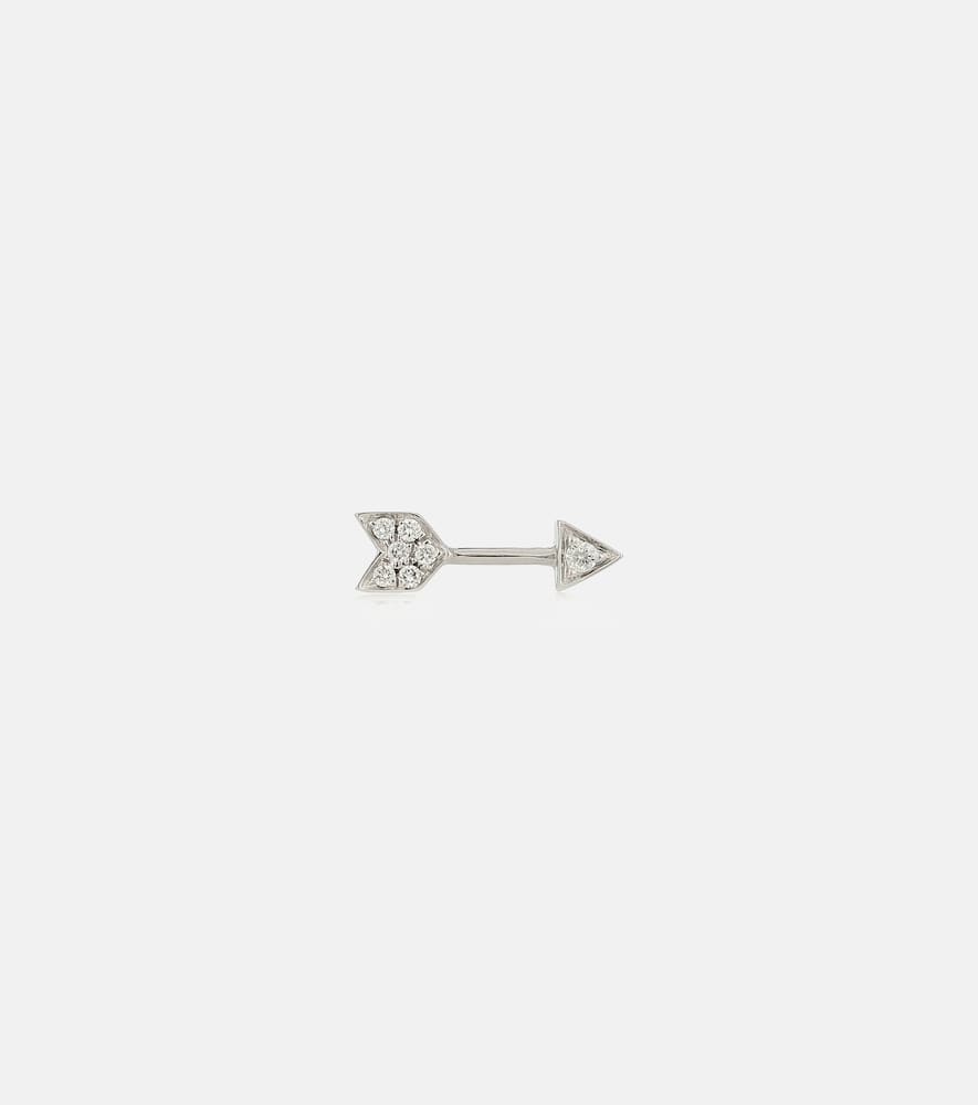 Maria Tash 10mm Diamond Arrow 18kt White Gold Single Earring In Silver