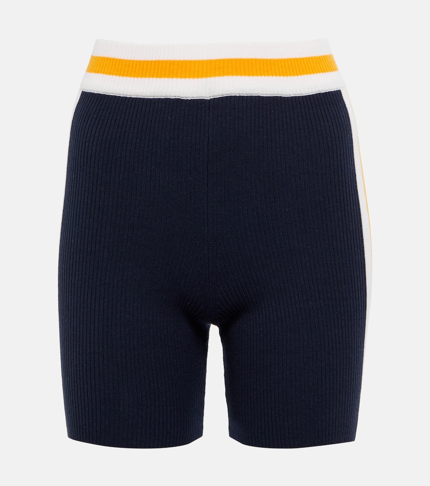 The Upside Norfolk Lucia Ribbed-knit Shorts In Indigo