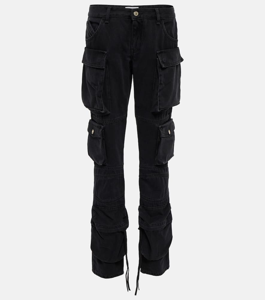 Shop Attico Essie Denim Cargo Pants In Black