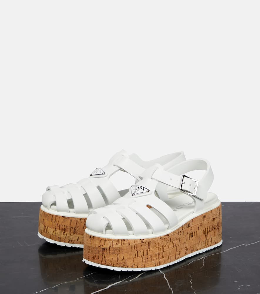 Prada Plateausandalen In White