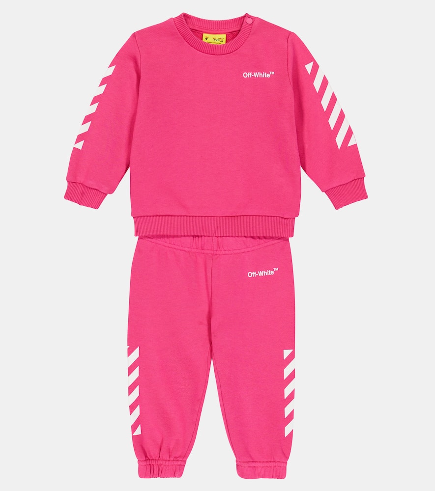 Off-white Baby Girl's 2-piece Helvetica Diagonal Sweat Set In Fuchsia White