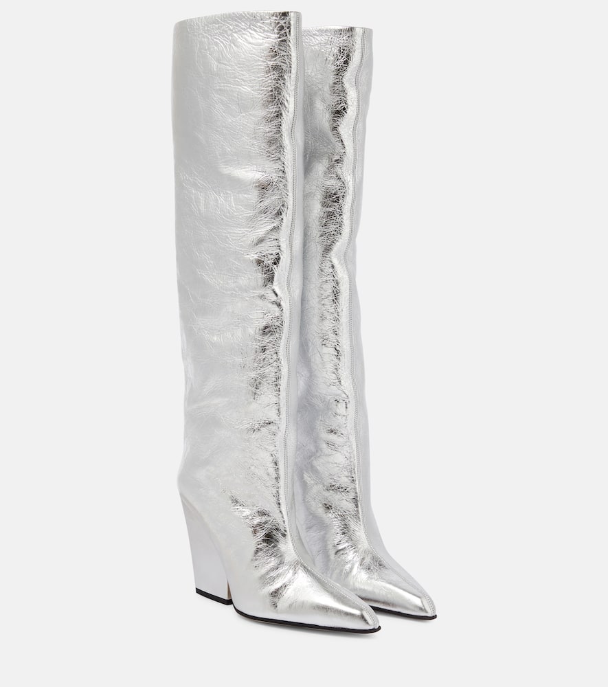 Paris Texas Silver Jane 100mm Metallic Boots In Silver