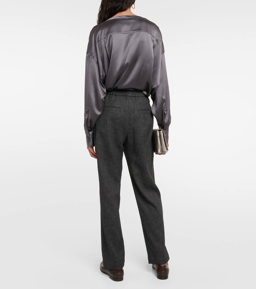 Brunello Cucinelli Pleated Mid-rise Straight Pants In Grey