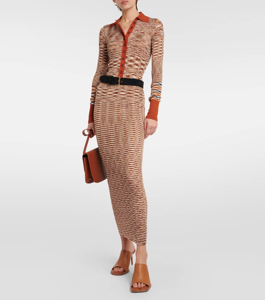 Shop Missoni Space-dyed High-rise Knit Maxi Skirt In Multicoloured