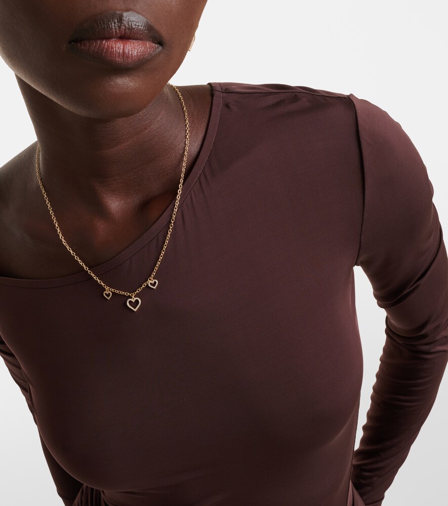 Sydney Evan Three Hearts 14kt gold necklace with diamonds